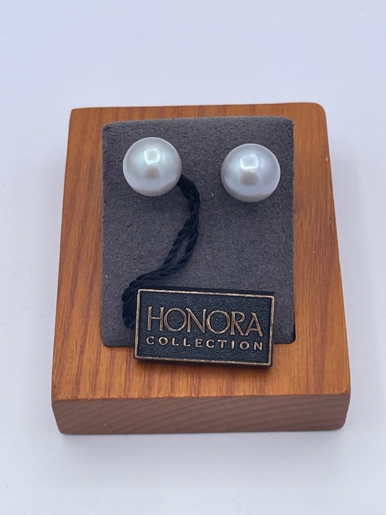Honora Jewelry - Honora 925 Sterling Silver Gray Freshwater Pearl Stud Earrings 10mm Large Round